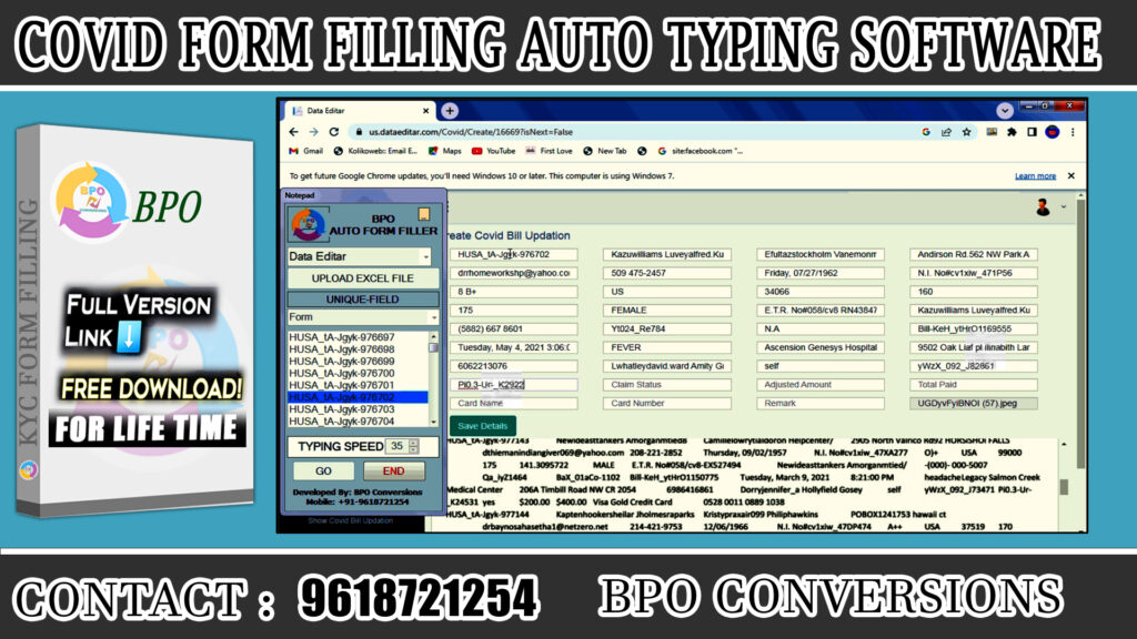 Covid Form Filling Auto Typer Software