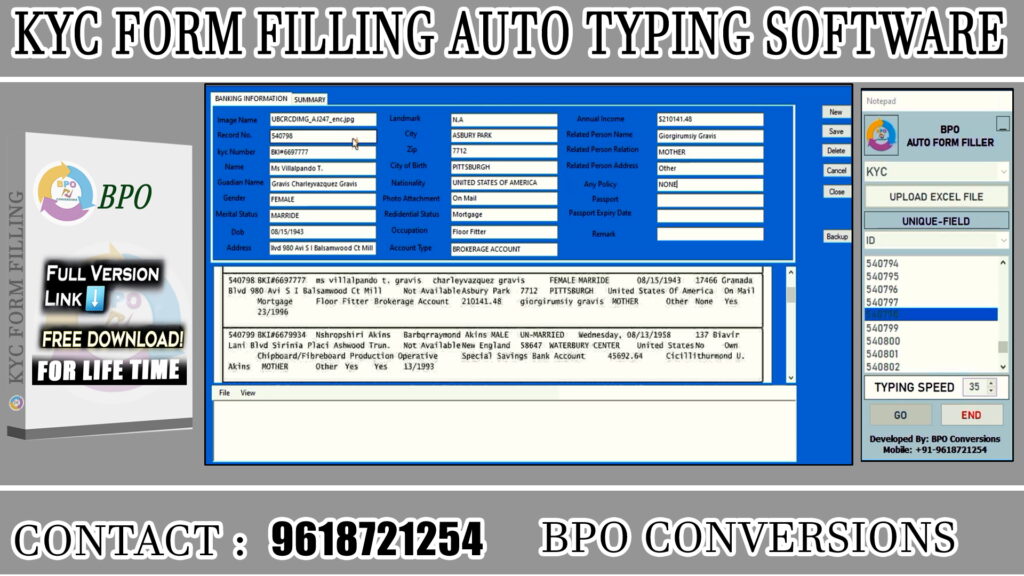 KYC Banking Auto Form Filler Software