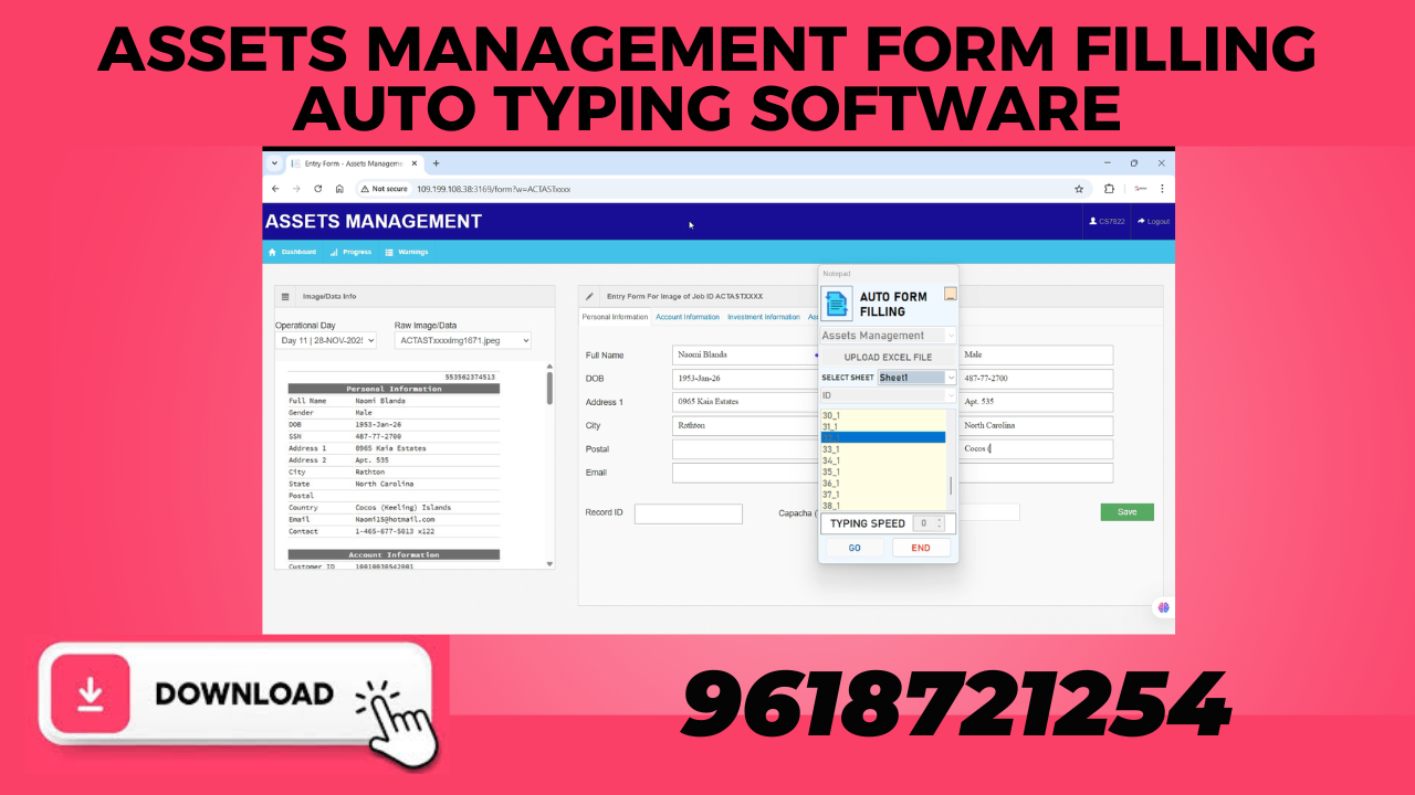 Assets Management Form Filling Auto Typer Software