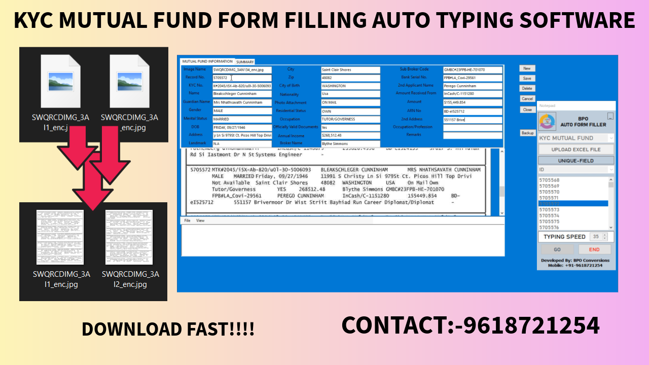 KYC MUTUAL FUND FORM FILLING AUTO TYPER SOFTWARE
