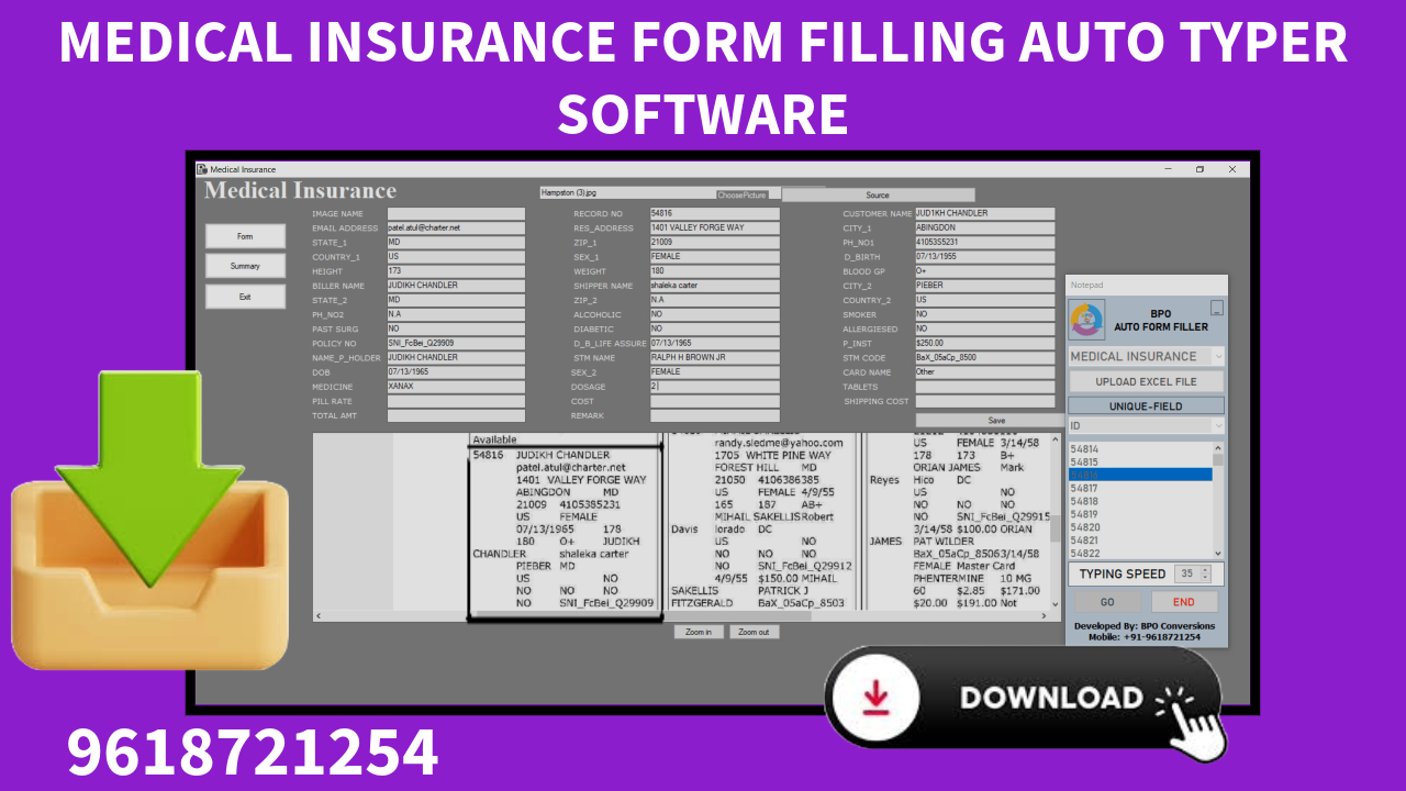 MEDICAL INSURANCE AUTO FORM FILLER SOFTWARE