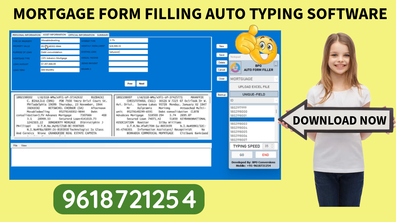 MORTGAGE FORM FILLING AUTO TYPER SOFTWARE