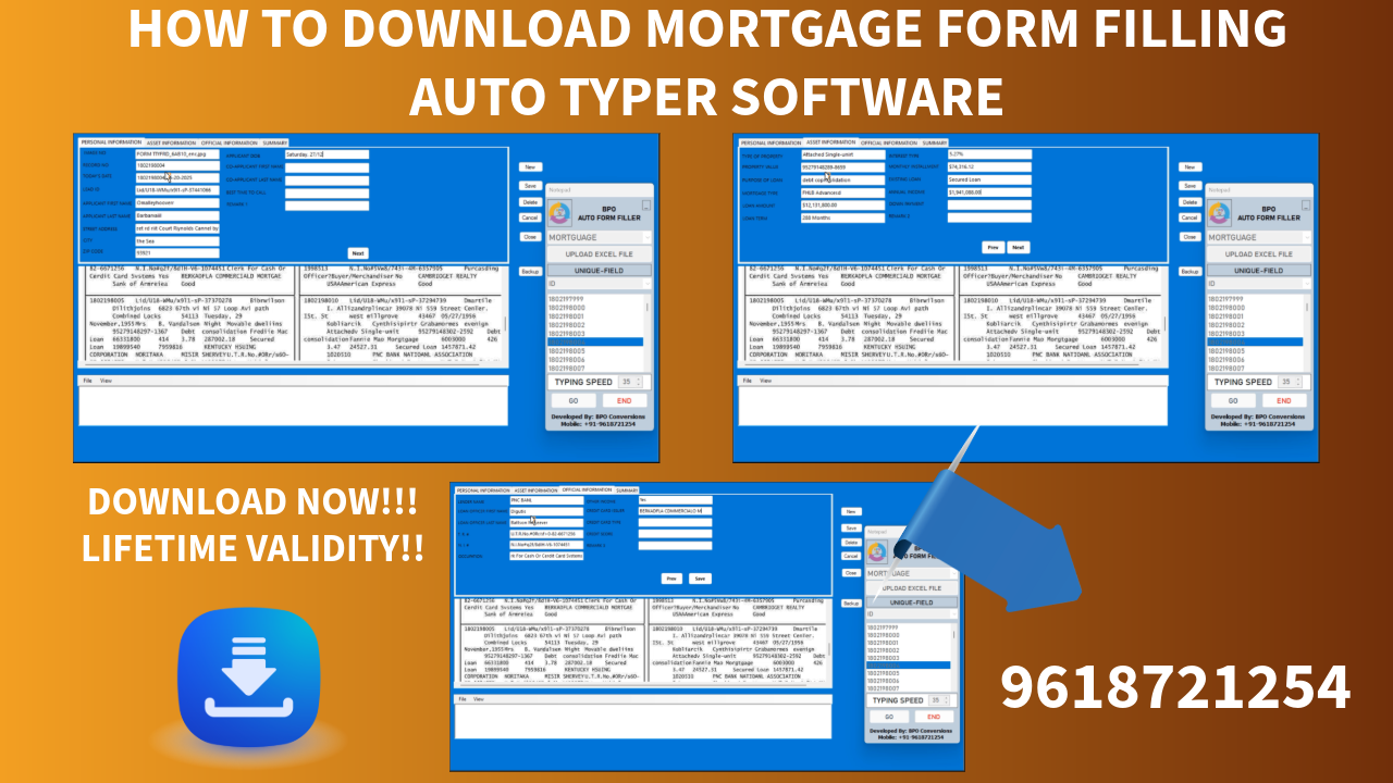 MORTGAGE FORM FILLING AUTO TYPER SOFTWARE