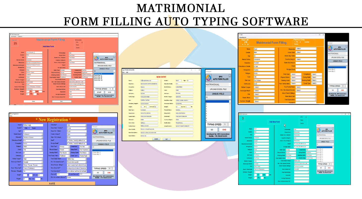 MATRIMONIAL FORM FILLING AUTO TYPER SOFTWARE